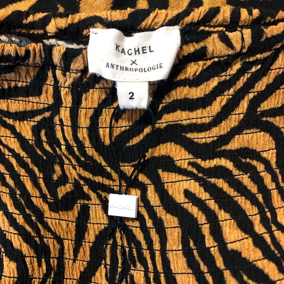 Anthropologie Kachel x Anthro Tiger Striped Wide Leg Jumpsuit,GUC,Size-2 - Picture 6 of 14